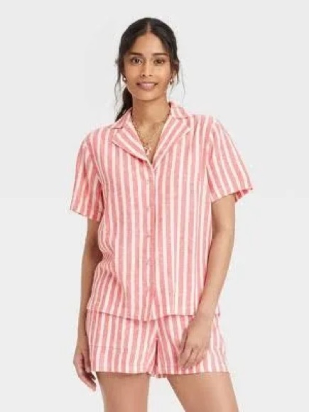 Universal Thread Red Striped Linen Set - Top and Bottoms XL